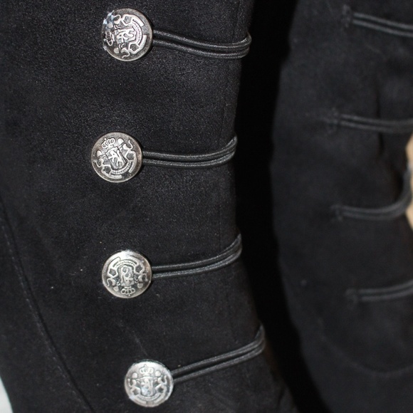 Rialto, Suede heel booties with silver buttons - Picture 2 of 10